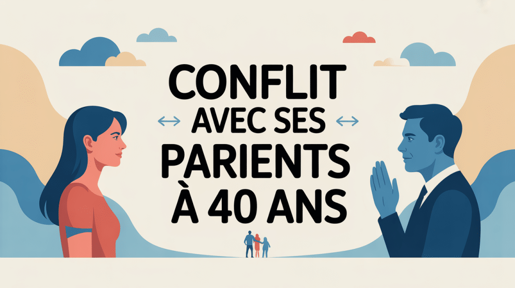illustration symbolique conflit avec ses parents à 40 ans