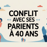 illustration symbolique conflit avec ses parents à 40 ans