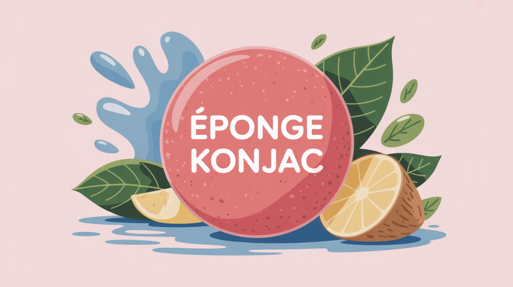 éponge konjac avis dermatologue illustration épurée routine visage