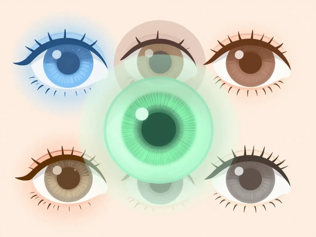 schema lentille verte pour les yeux sur différents iris