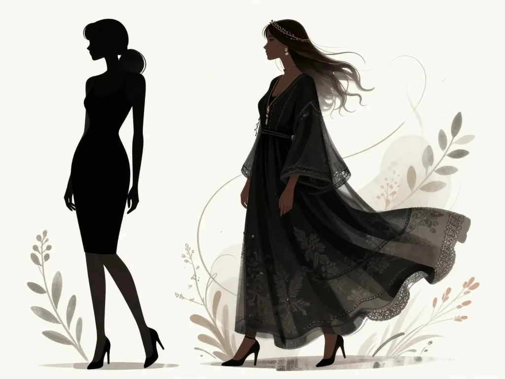 comparatif ma boheme robe noire classique et bohème