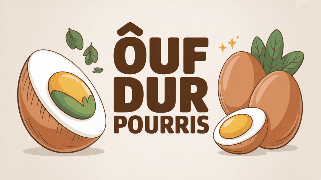 Illustration oeuf dur pourri, coeur gris vert cuisine