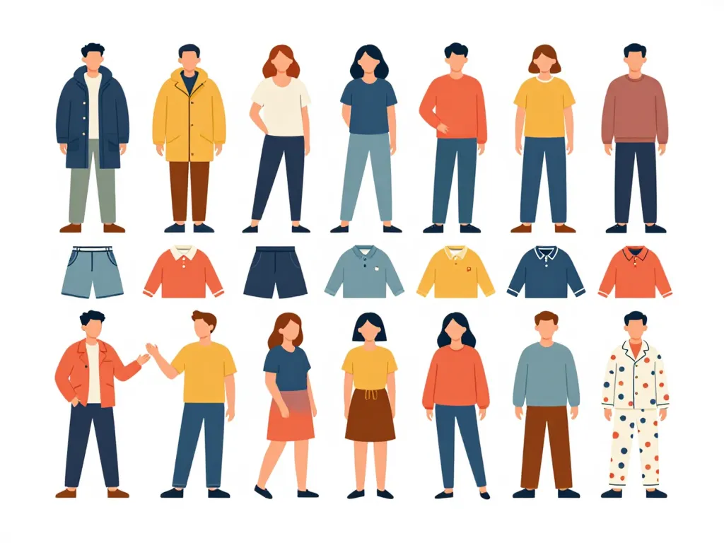 vue d'ensemble vetement en p différents types