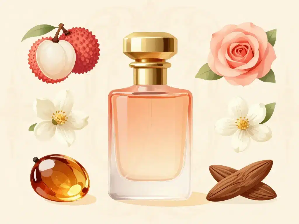parfum madawi illustration olfactive lychee rose santal