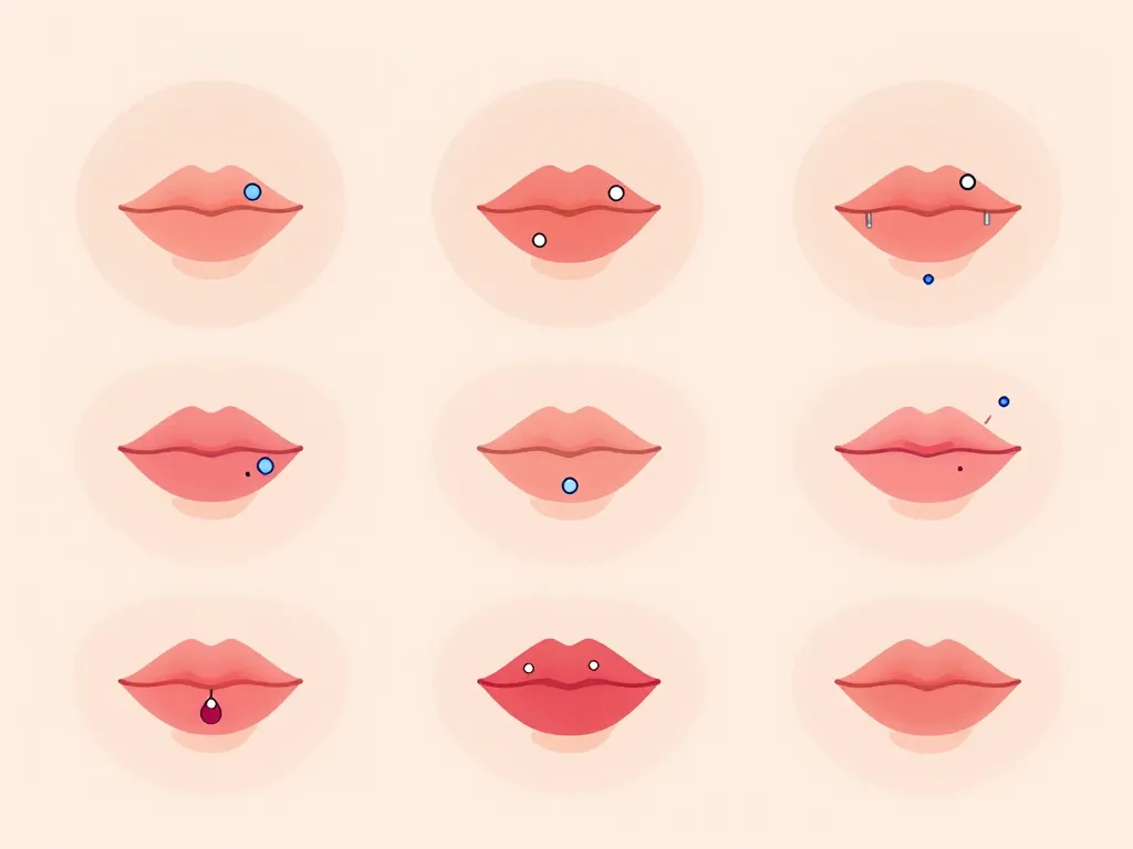 schema types piercing bas levre differents emplacements