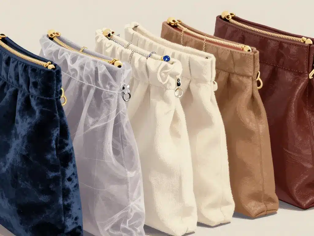 différentes matières pochette bijou velvet organza coton