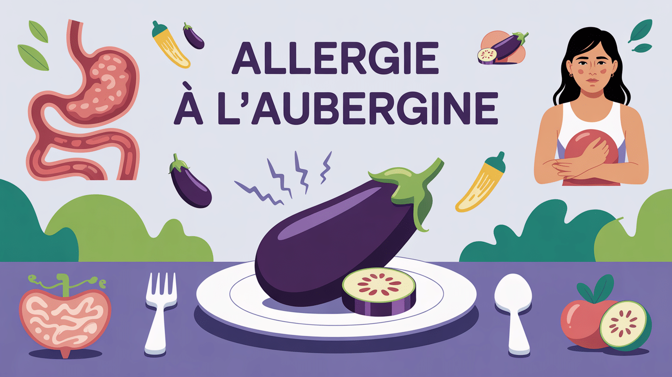 Illustration allergie aubergine et problèmes digestifs
