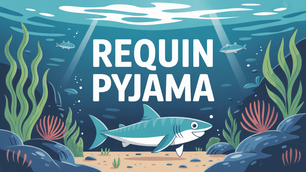 illustration requins pyjama sur fond marin rocheux