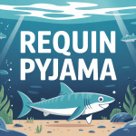 illustration requins pyjama sur fond marin rocheux