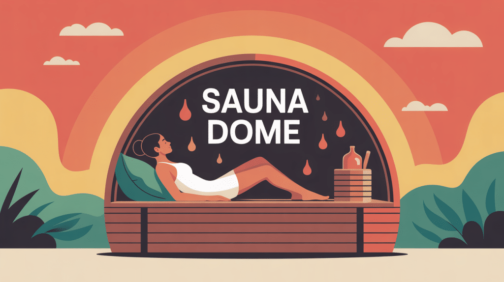 illustration moderne d'une personne allongée dans un sauna dome