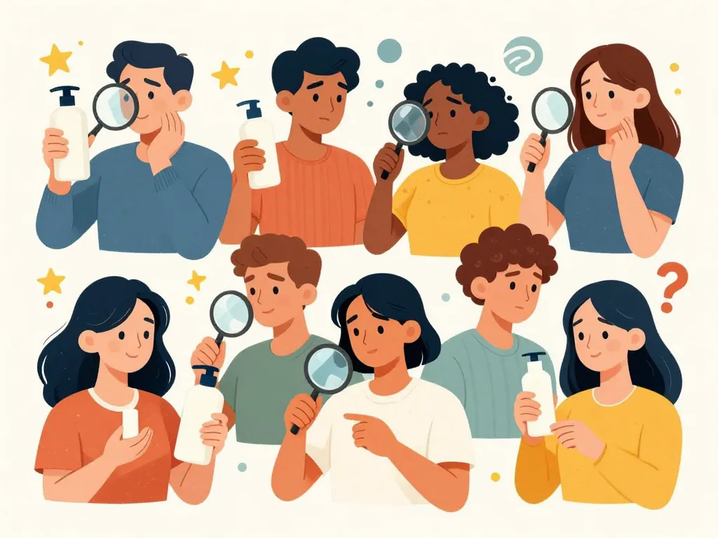 Visuel avis shampoing cheveux blancs consommateurs examinent produits