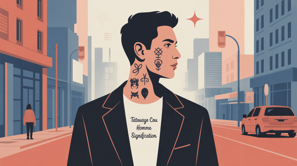 tatouage cou homme signification sur le cou d'un homme en illustration