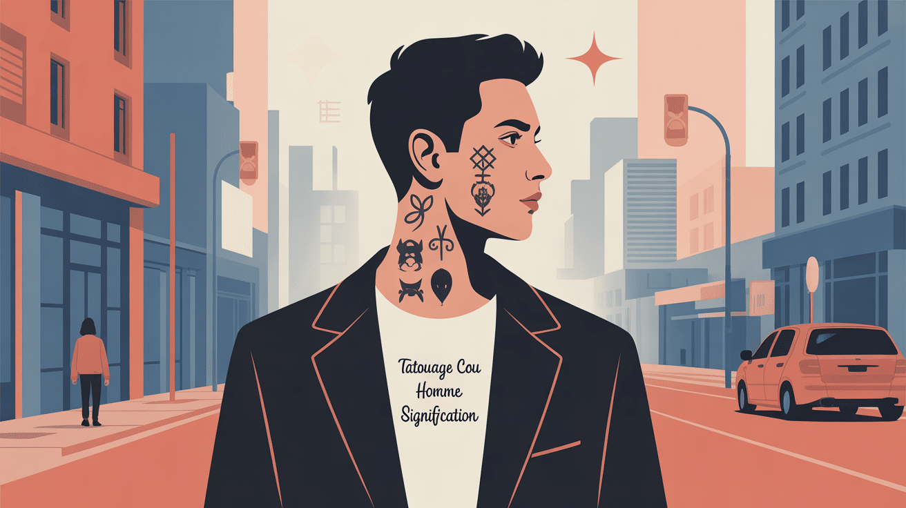 tatouage cou homme signification sur le cou d'un homme en illustration