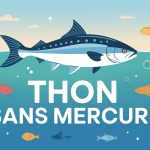 Illustration thon sans mercure, sélection saine et océan propre