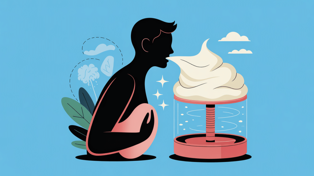 vomir de la mousse blanche illustration vectorielle apaisante