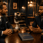 aisance relationnelle hommes en discussion professionnelle