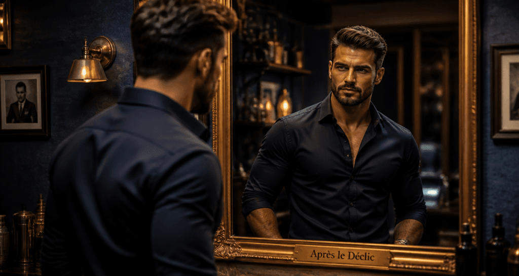 avant et apres un regime homme devant miroir