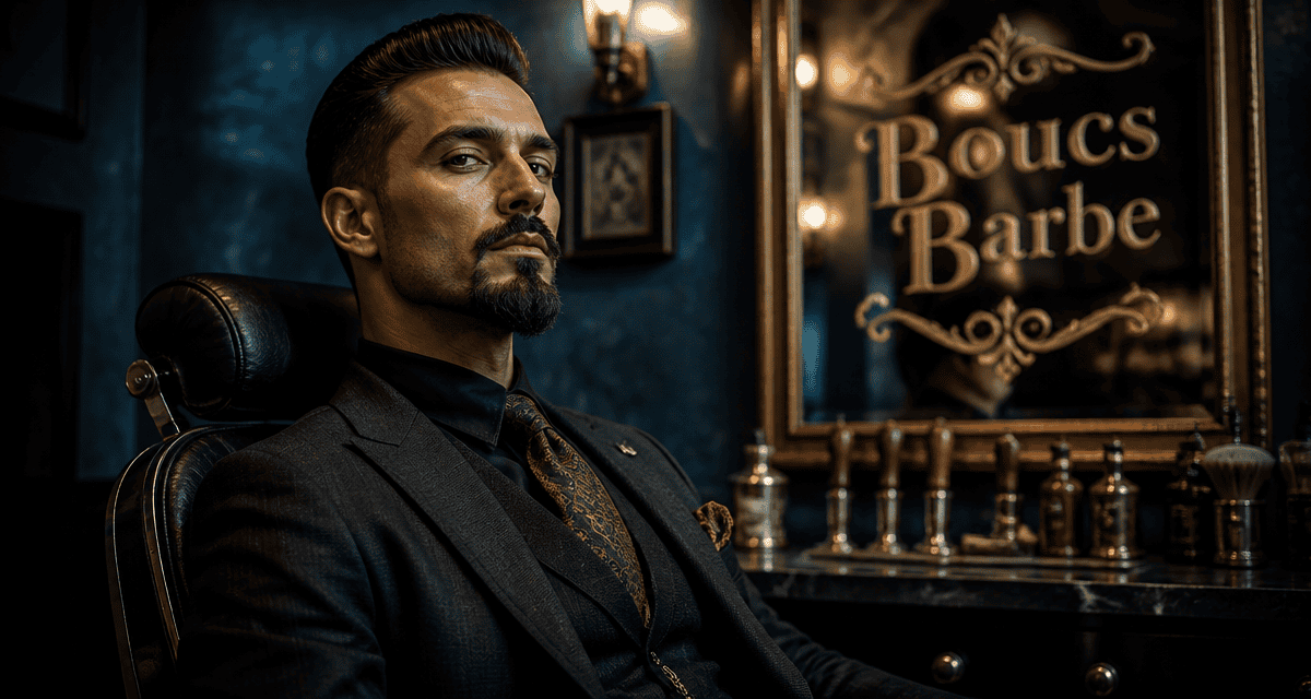 Homme élégant avec boucs barbe sculpté en barbershop