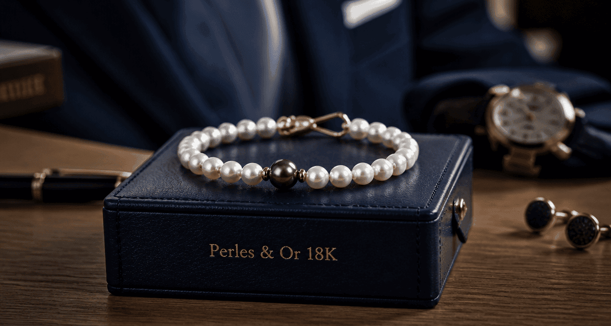 bracelet en perle de culture luxe sur écrin bleu
