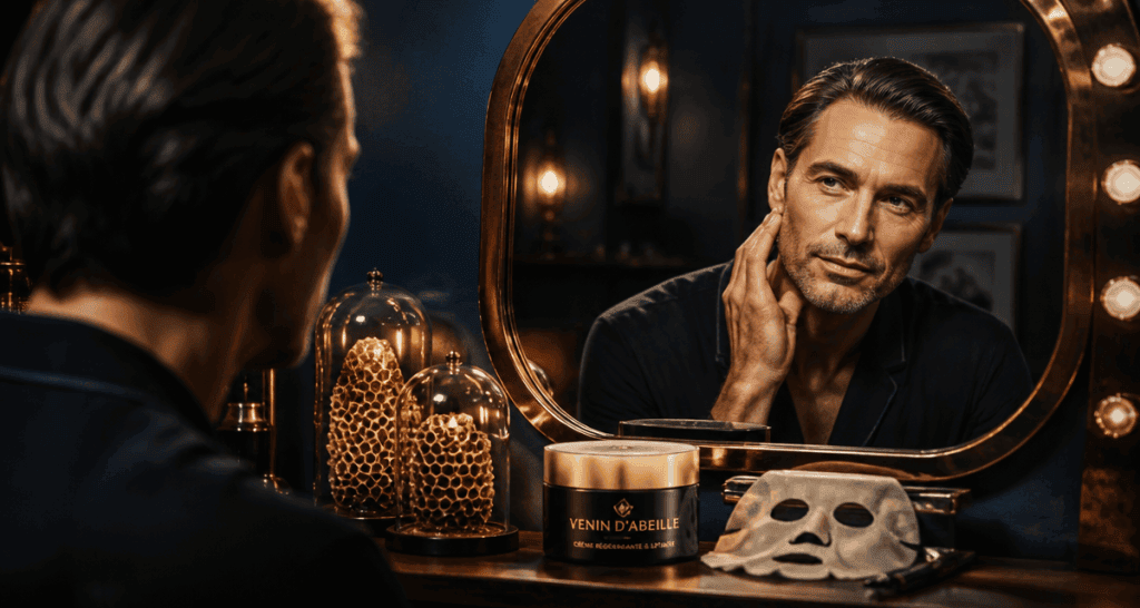 crème venin d'abeille avis dermatologue homme miroir