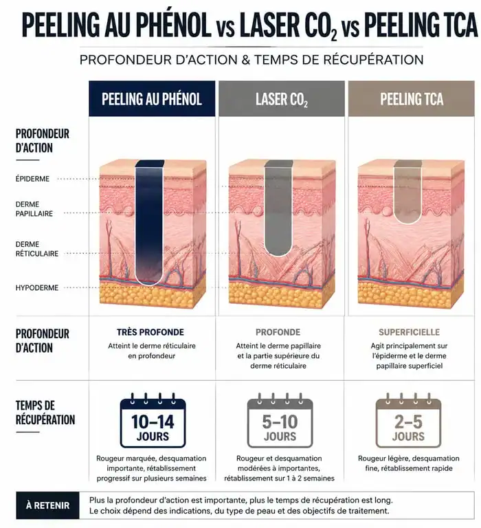 Comparatif des techniques de rajeunissement cutané : peeling au phénol, laser CO2 et TCA