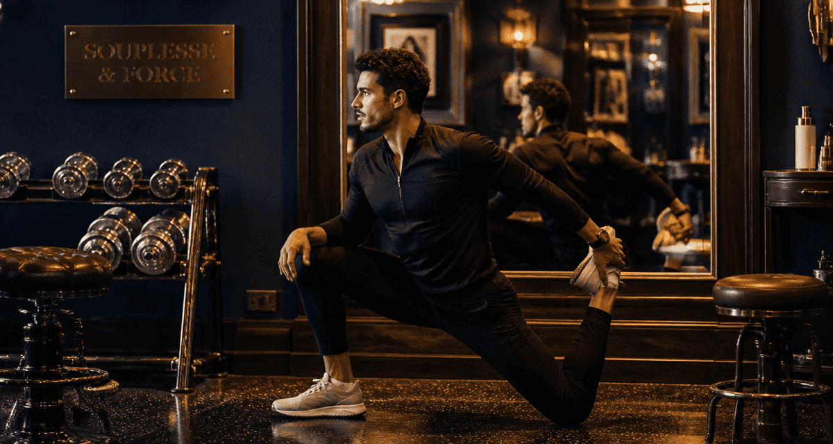 étirements musculation homme gym miroir