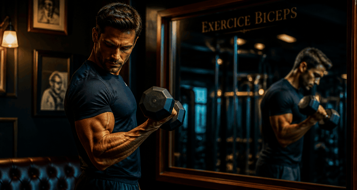 exercice biceps curl haltère miroir