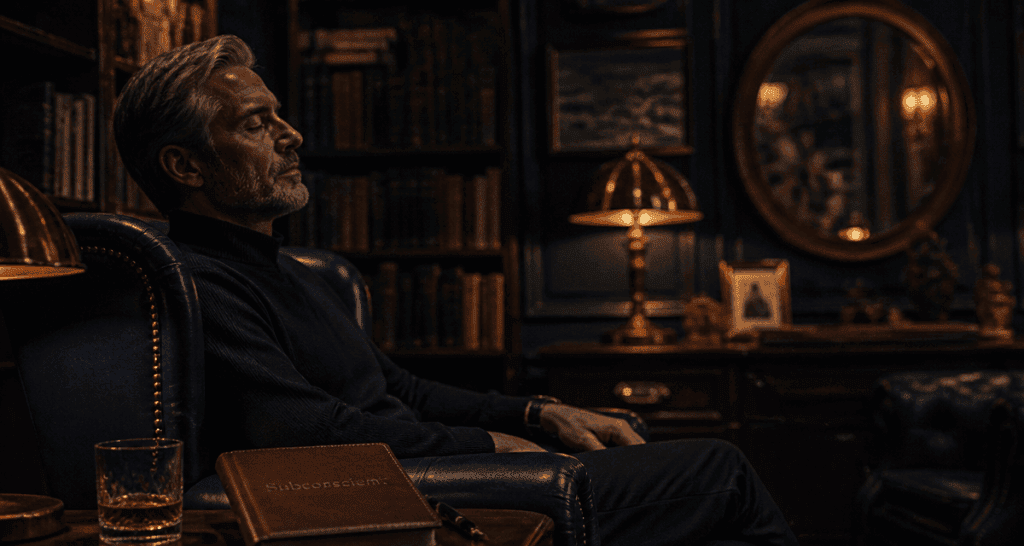 Le subconscient homme méditant en fauteuil
