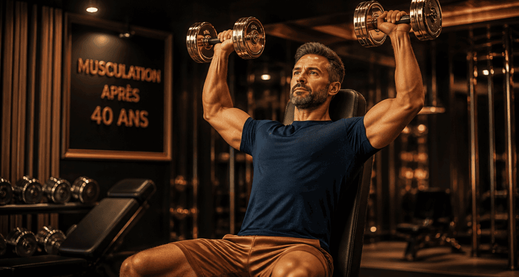 musculation homme 40 ans haltères développé militaire