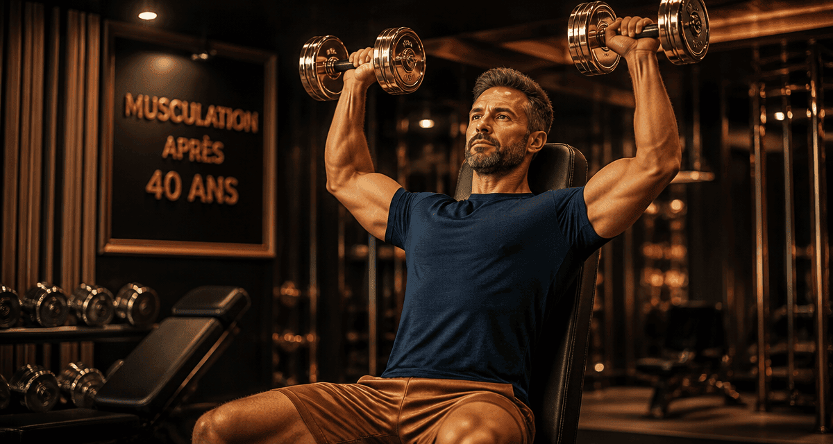 musculation homme 40 ans haltères développé militaire