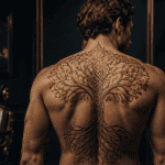 Tatouage arbre de vie sur dos homme