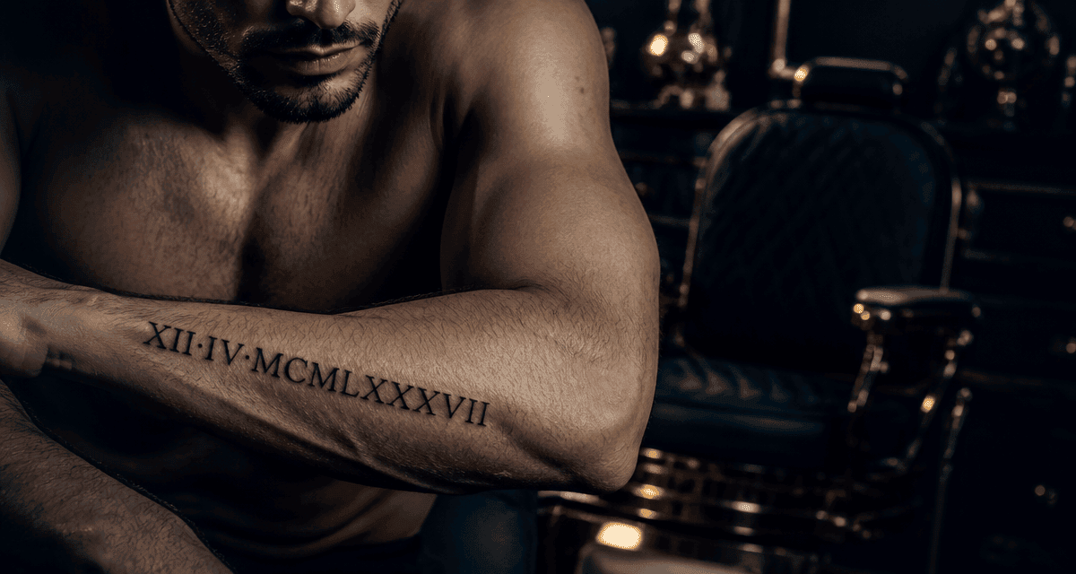 tatouage date de naissance homme avant-bras chiffres romains
