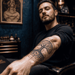 Tatouage qui signifie la famille arbre de vie avant-bras homme