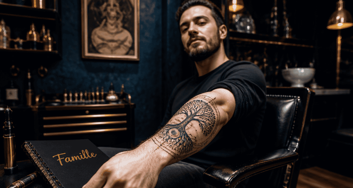 Tatouage qui signifie la famille arbre de vie avant-bras homme