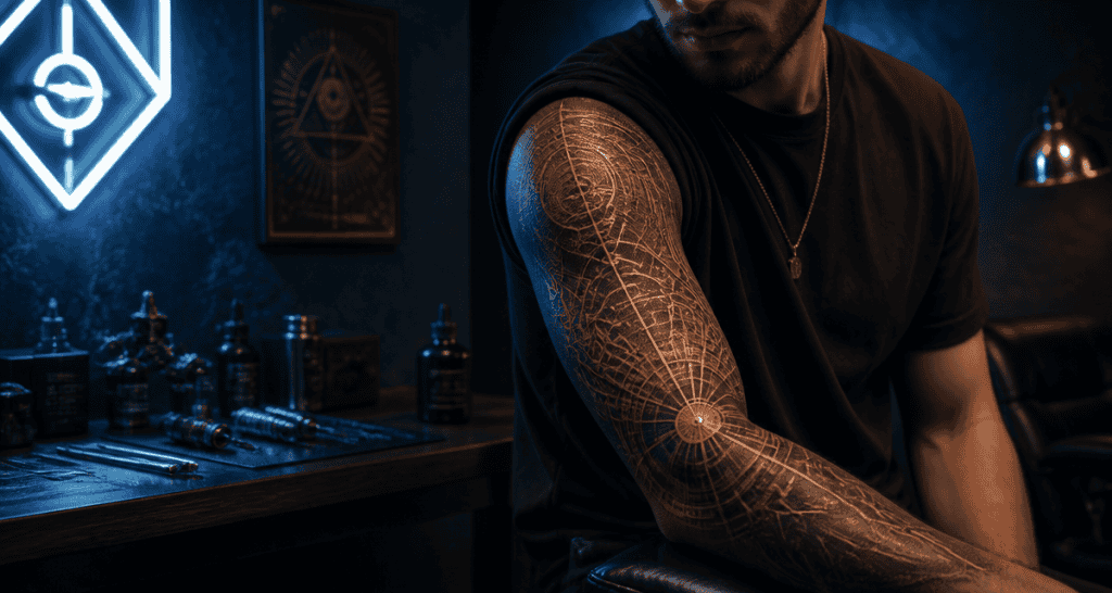 tatoueur geometrie bras homme studio
