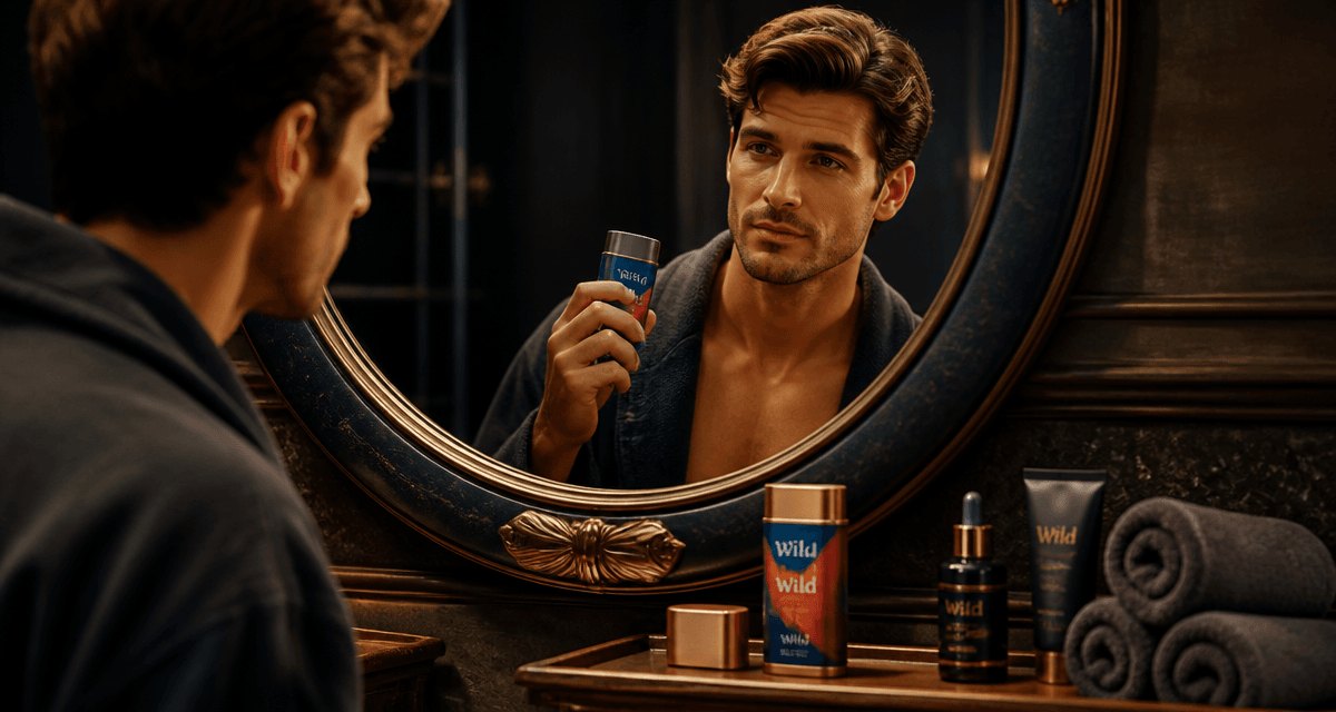 wild déodorant avis homme devant miroir