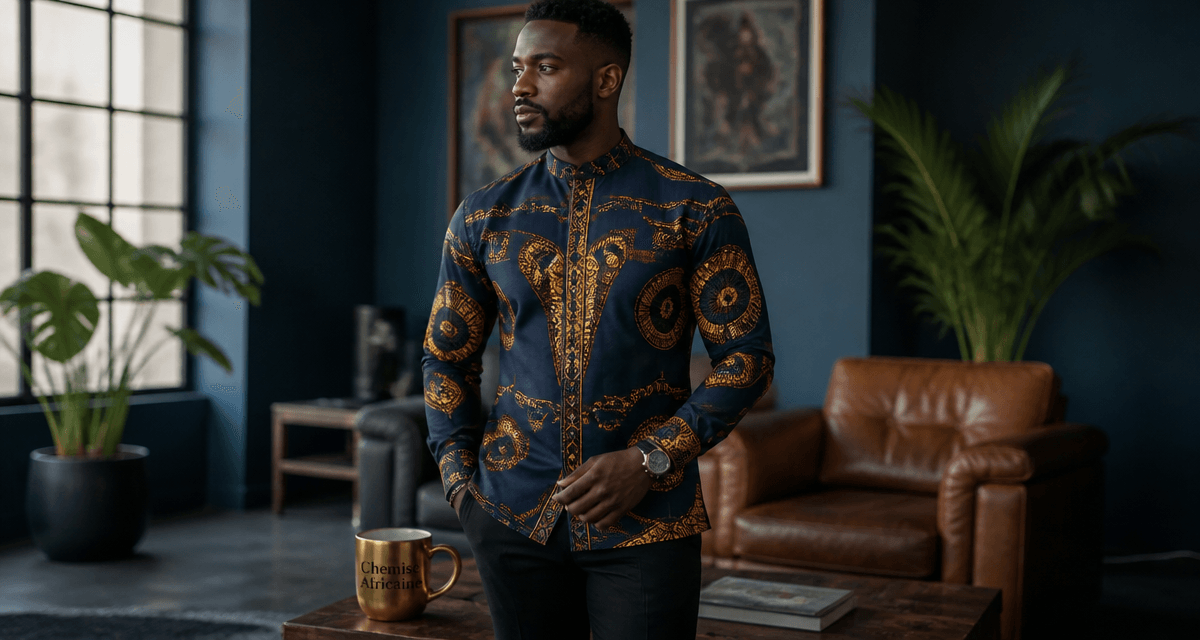 chemise africaine homme wax bleu or loft