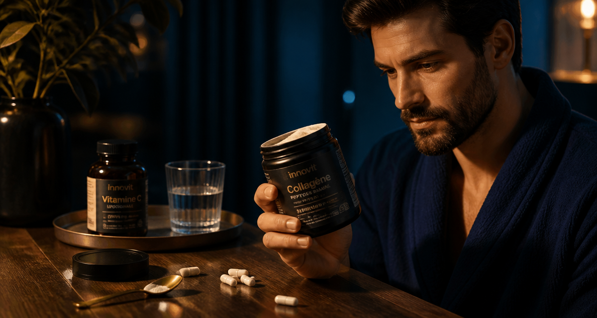 Collagene de chez Action avis pot Innovit et homme peignoir