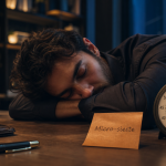 Comment faire une micro sieste : personne se reposant 15 minutes au bureau