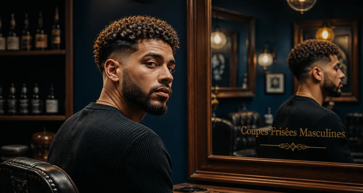 Coupe de cheveux pour homme frisé dans un salon barbershop
