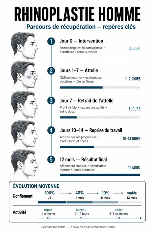 Étapes de récupération et parcours patient après une rhinoplastie pour homme