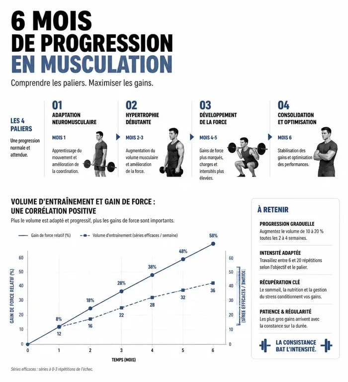 Tableau récapitulatif des résultats physiques après 5 séances de musculation par semaine