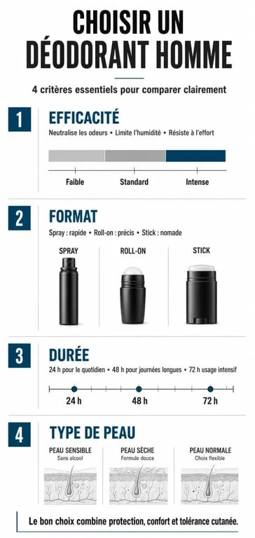 Comparatif des meilleurs déodorants pour homme : critères de choix et types de produits