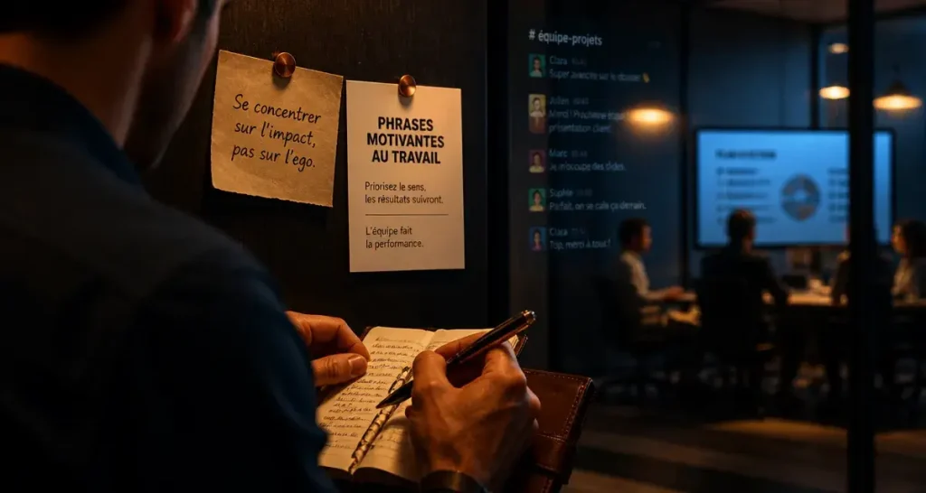 Phrases motivantes travail : manager note, cohésion d’équipe au travail