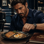 repas riche en proteine assiette homme élégant