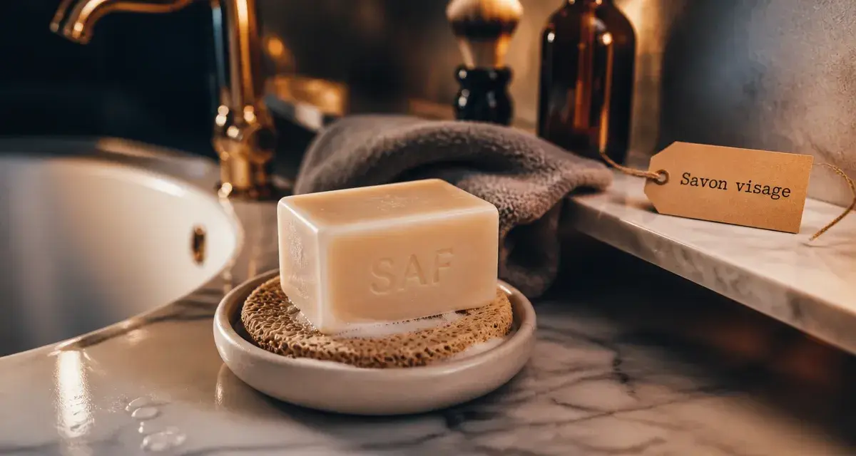 Savon nettoyage visage sur porte-savon, soin visage sans agresser la peau
