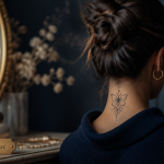 Tatouage nuque femme signification, photo élégante de dos