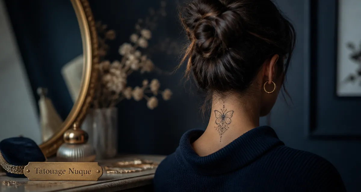 Tatouage nuque femme signification, photo élégante de dos
