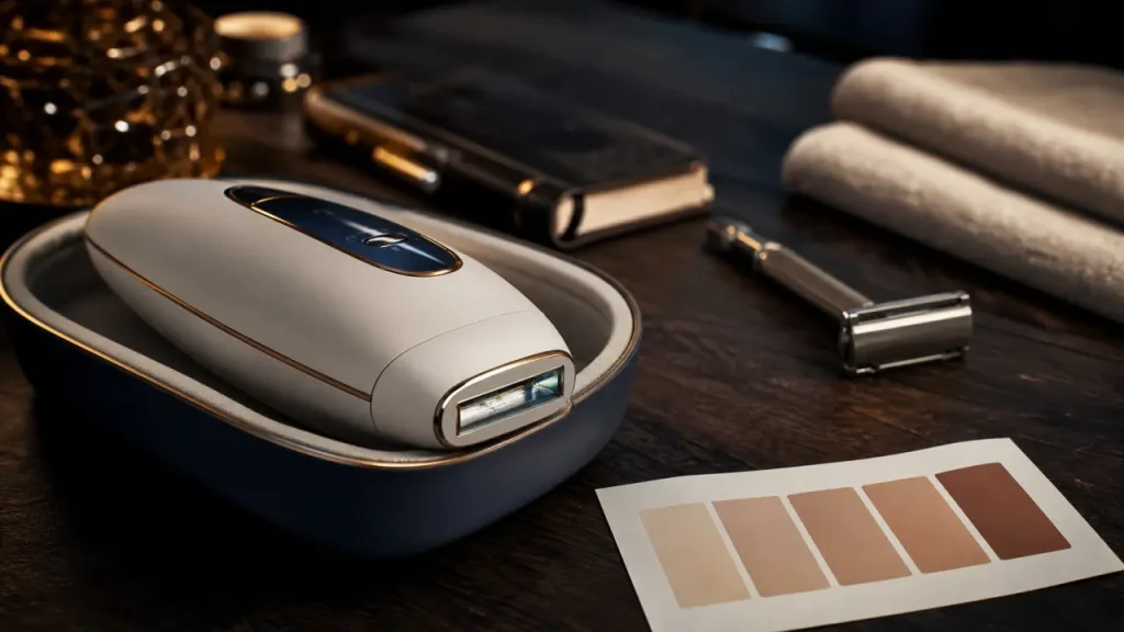 Appareil épilation définitive en lumière pulsée, embout et test peau