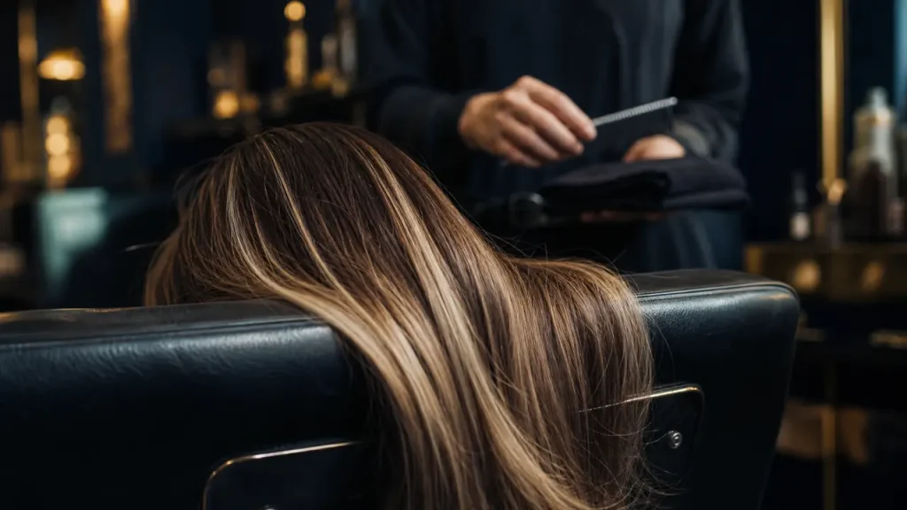 Blonde meche chocolat : contraste net sans effet zébré